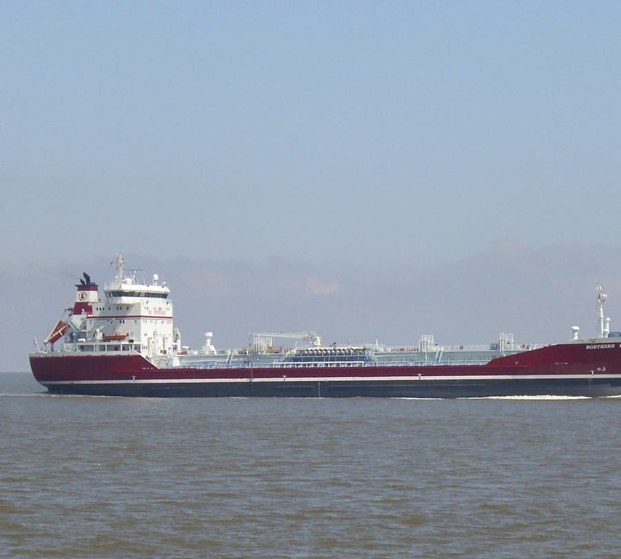Product tanker under way at sea